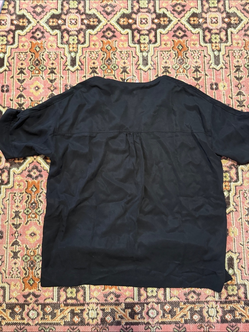 NWT COS 100% Lyocell Black V-Neck Oversized Lounge Tunic Top With Tie String - Picture 6 of 7